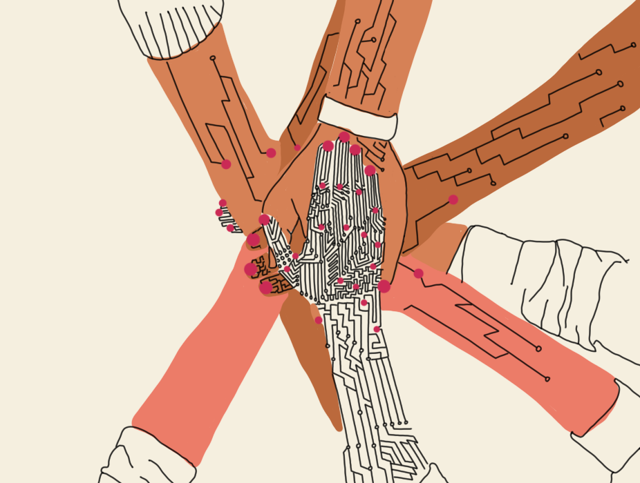 Illustration of people holding hands