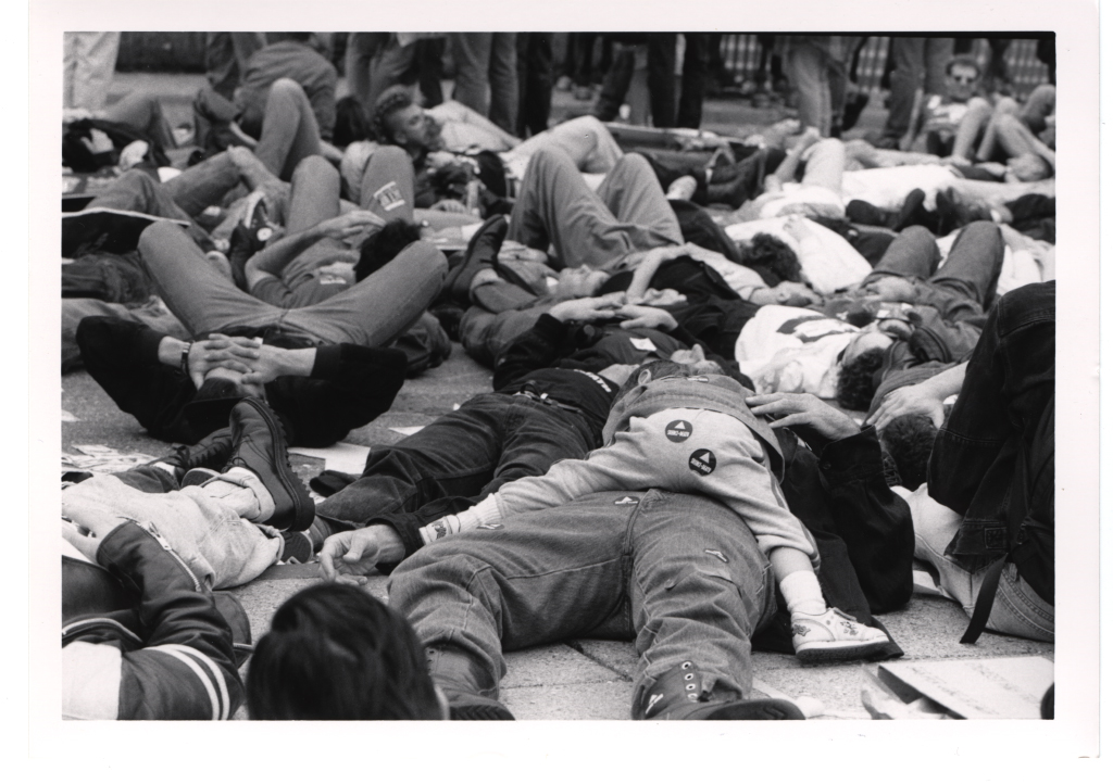 ‘Storm the NIH’ demonstration ‘die-in’, from Bethesda, Maryland, 1990.