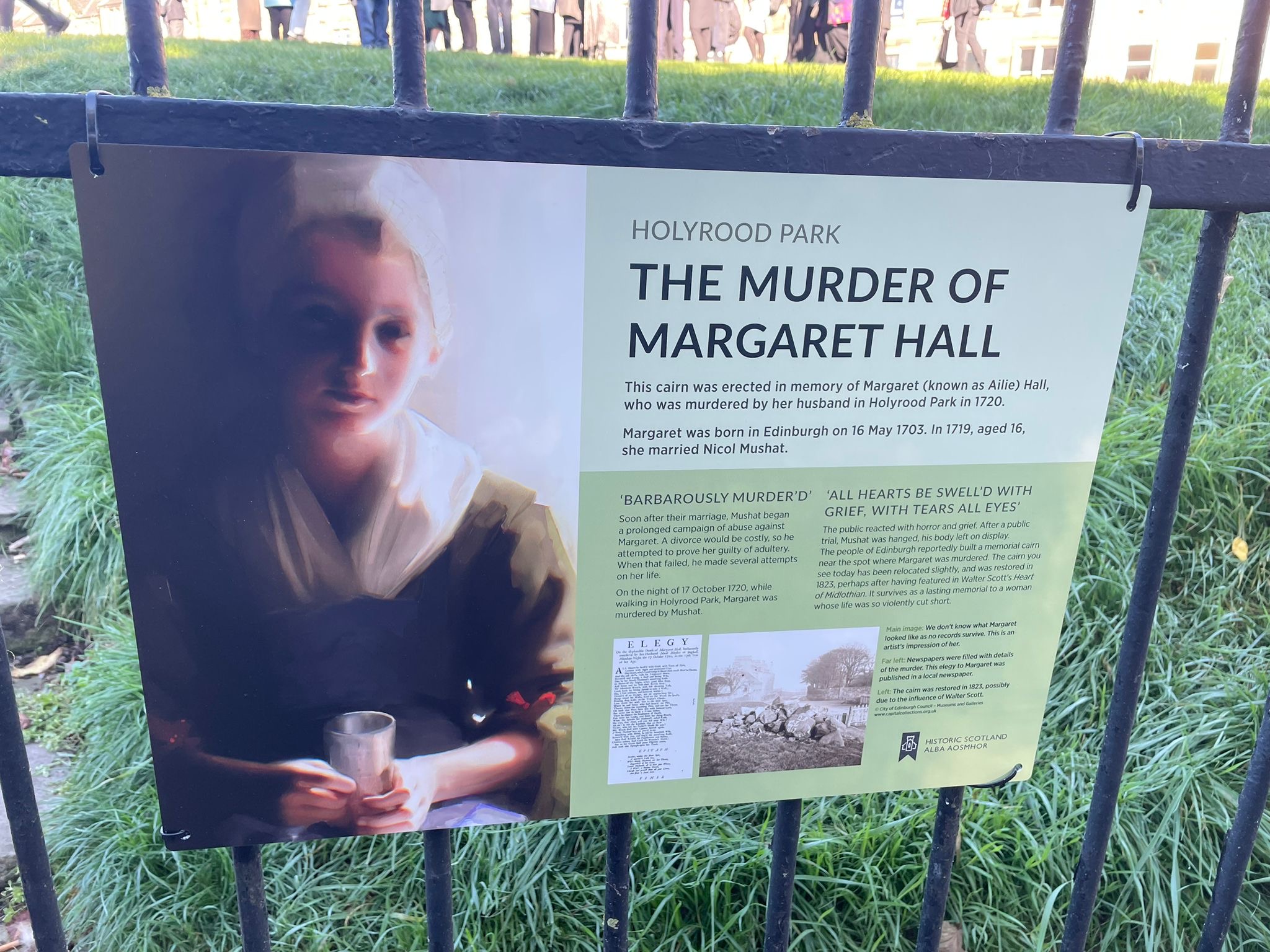 a close up photo with the likeliness of Margaret Hall against the grass of Hollyrood Park