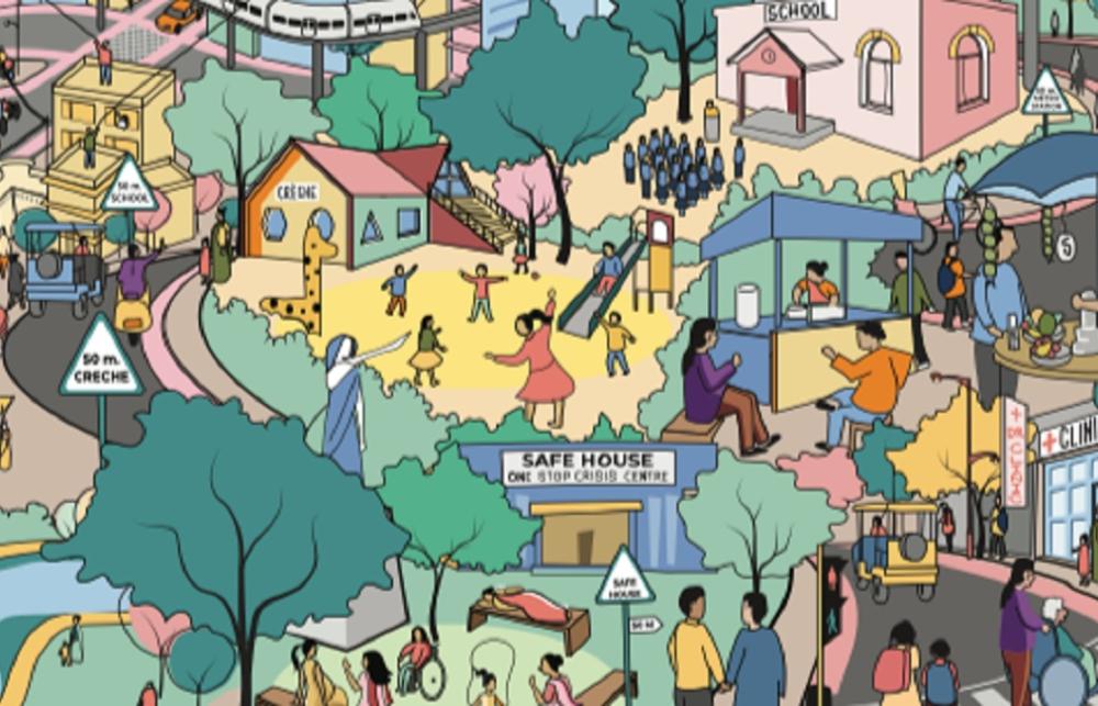 Cartoon illustration of city