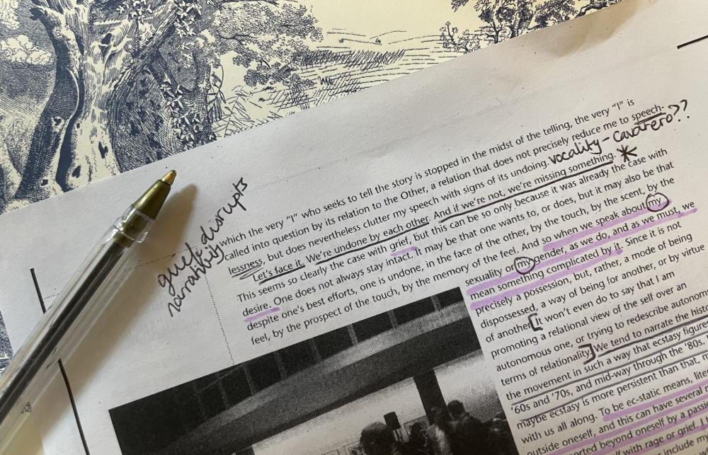 A page of text with handwritten annotations