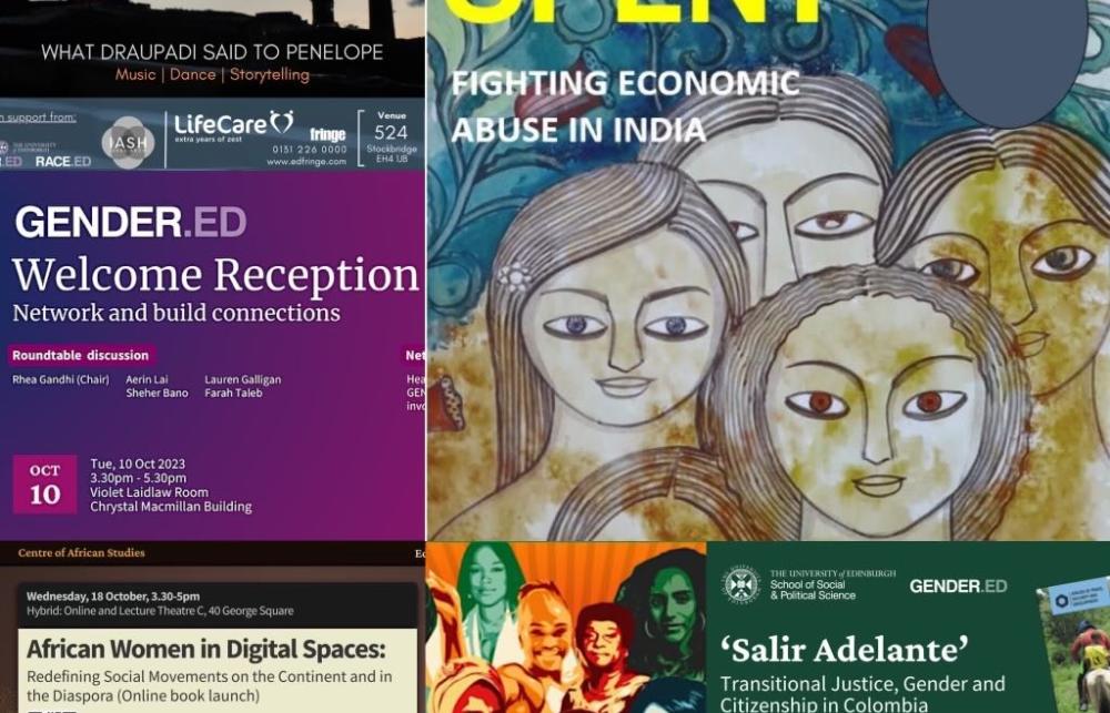 a collection of event posters from the year 2023 featuring film screanings, seminars and our welcome event