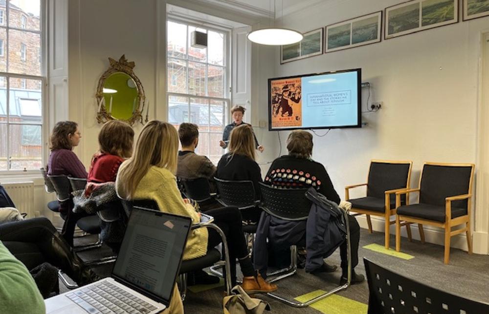 Audience seated to listen to Rosa Campbell
