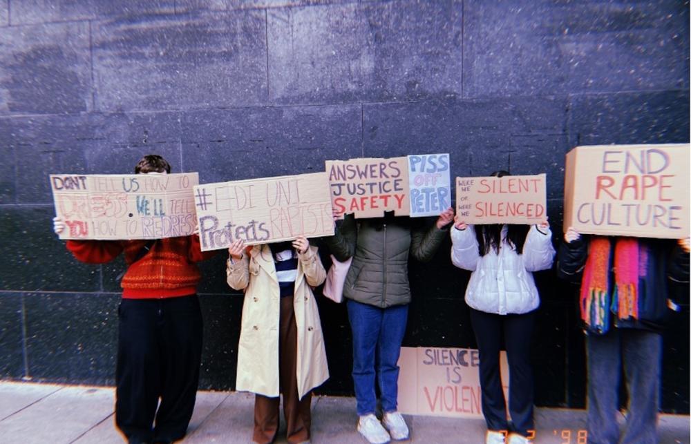 Demonstrators outside the University of Edinburgh’s Main Library 09/02/2023 (own photo)